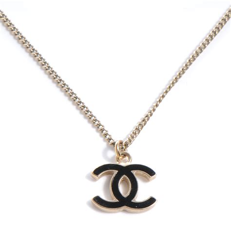 chanel enamel cc necklace black.